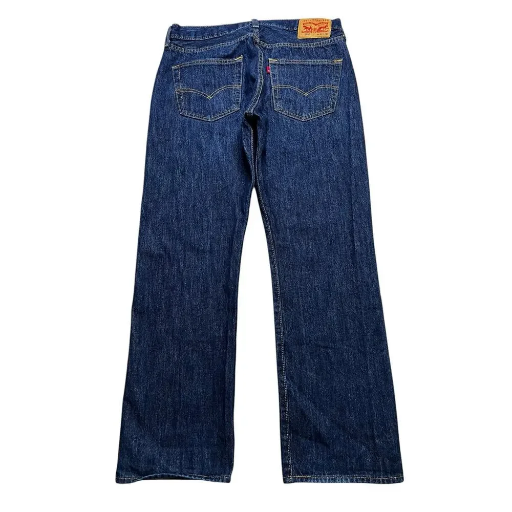 Levis 501 Jeans Mens 34x30 Actual (33x29)Blue Straight Leg Regular Fit Dark Wash